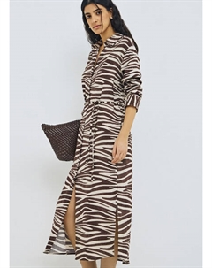 Платье-рубашка с поясом, Бежевый Ostin