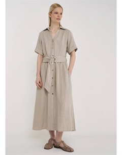 Платье-рубашка с поясом, Бежевый Ostin