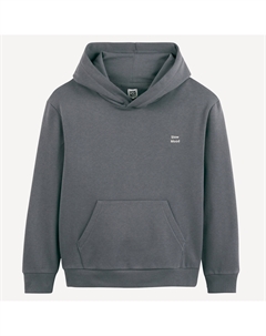 Худи с капюшоном из мольтона надпись на груди серый La redoute collections