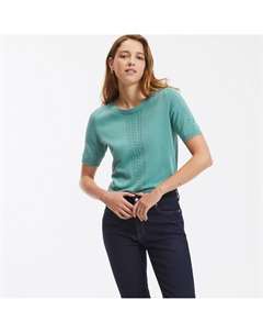 Пуловер с круглым вырезом и короткими рукавами зеленый Laredoute