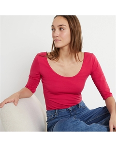 Футболка с широким вырезом розовый Laredoute