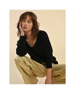 Пуловер из трикотажа с блестками черный Laredoute