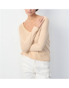 Лонгслив с V-образным вырезом GAMIPY бежевый Laredoute