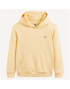 Худи с капюшоном из мольтона надпись на груди желтый La redoute collections