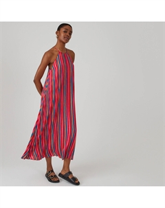 Платье с плиссировкой длинное на тонких бретелях разноцветный Laredoute