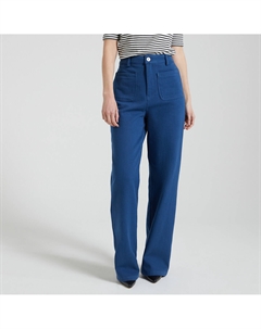 Брюки широкие с высокой посадкой синий Laredoute