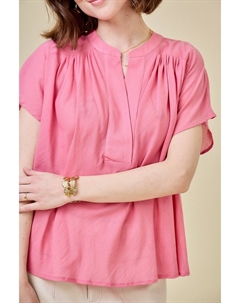 Блузка с короткими рукавами и V-образным вырезом розовый See u soon