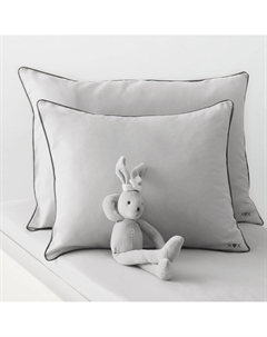 Наволочка детская однотонная из хлопка серый Laredoute