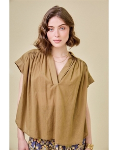 Блузка с короткими рукавами и V-образным вырезом зеленый See u soon