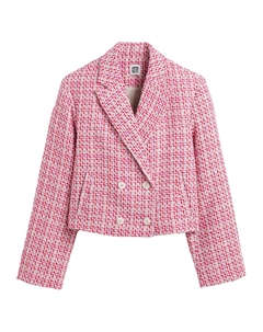 Жакет короткий из твида розовый Laredoute