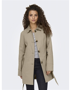 Тренчкот с поясом с завязками и двумя карманами бежевый Jdy
