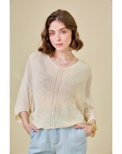 Пуловер с длинными рукавами и V-образным вырезом бежевый Laredoute