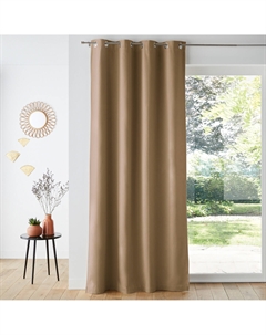 Штора затемняющая из льна и хлопка с люверсами Tama каштановый Laredoute