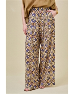 Брюки широкие с высокой посадкой синий Laredoute