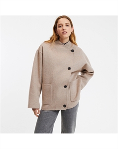 Полупальто на пуговицах из смешанной шерсти бежевый Laredoute