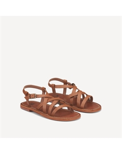 Сандалии из кожи с ремешками каштановый La redoute collections