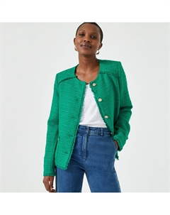 Жакет из твида зеленый Laredoute