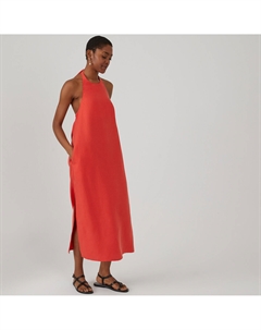 Платье без рукавов длинное из лиоцелла и льна оранжевый Laredoute