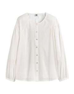 Блузка с круглым вырезом тесьма с вышивкой белый Laredoute