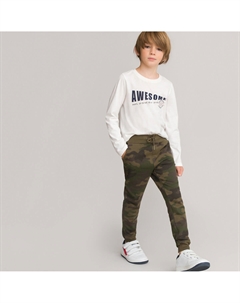 Брюки с камуфляжным принтом из мольтона 3-14 лет зеленый Laredoute