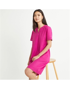 Платье прямое из смешанного льна с короткими рукавами розовый Laredoute