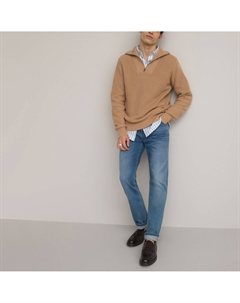 Пуловер с воротником-стойкой на молнии из биохлопка бежевый Laredoute