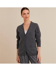 Кардиган на пуговицах 100 шерсть ягненка серый Laredoute
