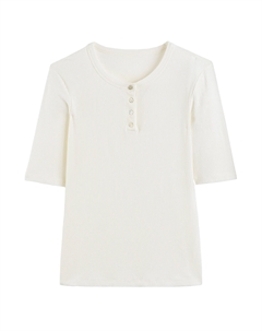 Футболка с тунисским вырезом белый Laredoute