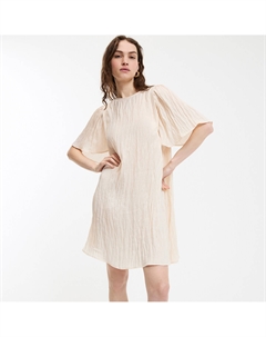 Короткое расклешенное платье короткие рукава-бабочки бежевый La redoute collections