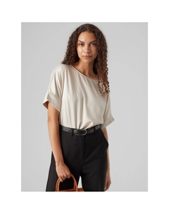 Блузка атласная короткие рукава белый Laredoute