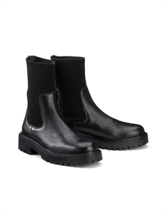 Ботинки из кожи на низком каблуке черный Laredoute