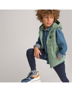 Жилет стеганый легкий с капюшоном зеленый Laredoute