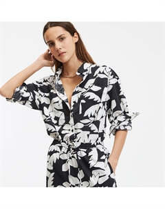 Рубашка оверсайз с принтом длинными рукавами черный La redoute collections