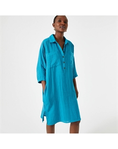 Прямое платье длиной до колена из хлопка синий Laredoute