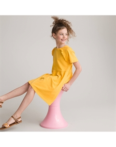 Платье с короткими рукавами и с отделкой оборками желтый Laredoute