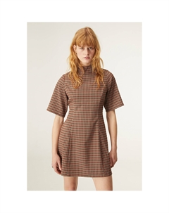 Платье короткое с принтом в клетку и воротником-стойкой другие Laredoute