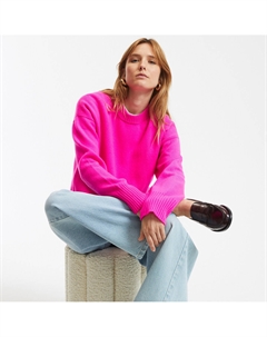 Пуловер из шерсти и кашемира изготовленный во Франции розовый Laredoute