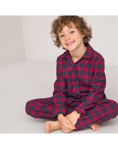 Пижама в клетку из фланели унисекс красный Laredoute