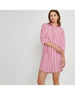 Ночная рубашка из поплина в полоску красный Laredoute