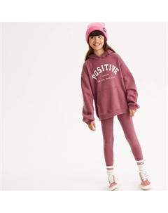 Свитшот с капюшоном из флиса оверсайз с надписью розовый La redoute collections