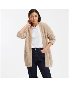 Кардиган с шерстью альпака бежевый Laredoute