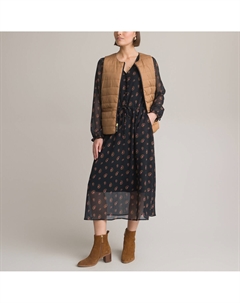 Платье расклешенное длинное с принтом синий Laredoute