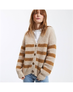 Кардиган из смешанной альпаки в полоску Signature GILDAS бежевый Laredoute