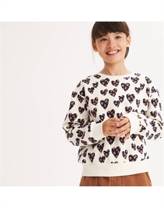 Свитшот из мольтона с круглым вырезом и принтом сердечки бежевый La redoute collections