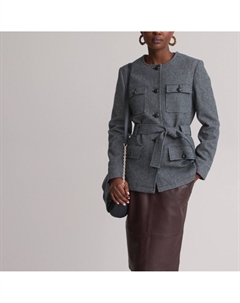 Жакет прямого покроя в клетку серый Laredoute