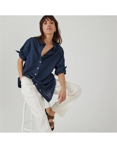 Рубашка оверсайз с длиной под тунику синий Laredoute