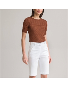 Бермуды из хлопкового сатина стрейч белый Laredoute