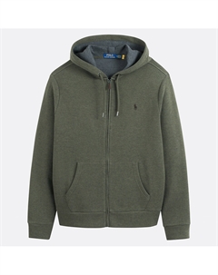 Худи с капюшоном на молнии из ткани пике зеленый Laredoute