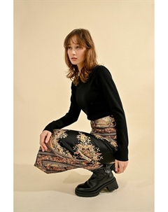 Юбка-миди с принтом черный Laredoute