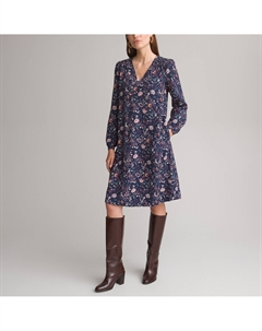 Платье-миди расклешенное Signature цветочный принт синий Laredoute